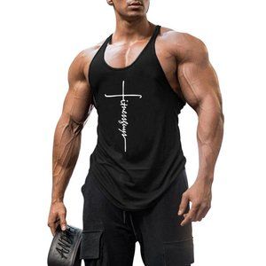 Men's Muscle Tee Athletic Fitness Tank Top Round Neck - Sleeveless